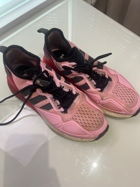 Ninja Adidas Women's Pink Athletic Sneakers with Black Accents